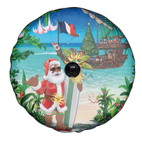 Mayotte Christmas Spare Tire Cover Santa Chill on Tropical Beach - Wonder Print Shop