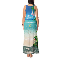Mayotte Christmas Tank Maxi Dress Santa Chill on Tropical Beach - Wonder Print Shop