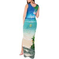 Mayotte Christmas Tank Maxi Dress Santa Chill on Tropical Beach - Wonder Print Shop
