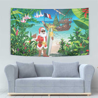 Mayotte Christmas Tapestry Santa Chill on Tropical Beach - Wonder Print Shop