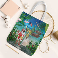 Mayotte Christmas Tote Bag Santa Chill on Tropical Beach - Wonder Print Shop
