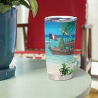 Mayotte Christmas Tumbler Cup Santa Chill on Tropical Beach - Wonder Print Shop