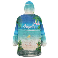 Mayotte Christmas Wearable Blanket Hoodie Santa Chill on Tropical Beach - Wonder Print Shop