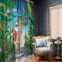 Mayotte Christmas Window Curtain Santa Chill on Tropical Beach - Wonder Print Shop