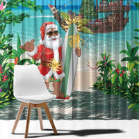 Mayotte Christmas Window Curtain Santa Chill on Tropical Beach - Wonder Print Shop