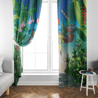 Mayotte Christmas Window Curtain Santa Chill on Tropical Beach - Wonder Print Shop