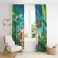 Mayotte Christmas Window Curtain Santa Chill on Tropical Beach - Wonder Print Shop
