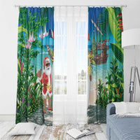 Mayotte Christmas Window Curtain Santa Chill on Tropical Beach - Wonder Print Shop