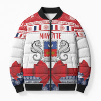 Personalized Mayotte Christmas Bomber Puffer Jacket Joyeux Noel - Wonder Print Shop