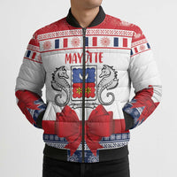 Personalized Mayotte Christmas Bomber Puffer Jacket Joyeux Noel - Wonder Print Shop