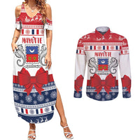 Personalized Mayotte Christmas Couples Matching Summer Maxi Dress and Long Sleeve Button Shirt Joyeux Noel - Wonder Print Shop