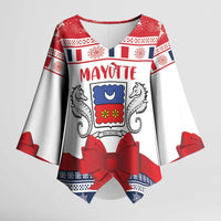 Personalized Mayotte Christmas Kimono Sleeve Blouse Joyeux Noel - Wonder Print Shop