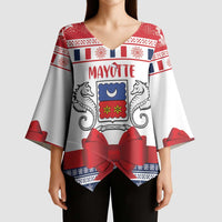 Personalized Mayotte Christmas Kimono Sleeve Blouse Joyeux Noel - Wonder Print Shop
