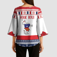 Personalized Mayotte Christmas Kimono Sleeve Blouse Joyeux Noel - Wonder Print Shop