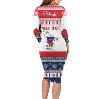 Personalized Mayotte Christmas Long Sleeve Bodycon Dress Joyeux Noel - Wonder Print Shop