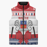 Personalized Mayotte Christmas Sleeveless Puffer Jacket Joyeux Noel - Wonder Print Shop