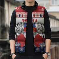 Personalized Mayotte Christmas Sleeveless Puffer Jacket Joyeux Noel - Wonder Print Shop