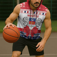 Personalized Mayotte Christmas Sleeveless Zip Hoodie Joyeux Noel - Wonder Print Shop