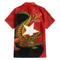 East Timor Independence Day Family Matching Short Sleeve Bodycon Dress and Hawaiian Shirt 49th Anniversary - Crocodile Curve Style - Wonder Print Shop