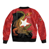 East Timor Independence Day Sleeve Zip Bomber Jacket 49th Anniversary - Crocodile Curve Style - Wonder Print Shop