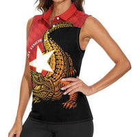 East Timor Independence Day Women Sleeveless Polo Shirt 49th Anniversary - Crocodile Curve Style - Wonder Print Shop