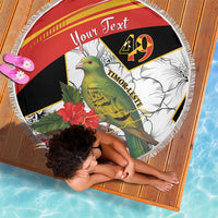 Personalised East Timor Independence Day Beach Blanket Timor Pigeon Mix Hibiscus Pattern - Wonder Print Shop