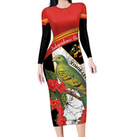 Personalised East Timor Independence Day Family Matching Long Sleeve Bodycon Dress and Hawaiian Shirt Timor Pigeon Mix Hibiscus Pattern - Wonder Print Shop