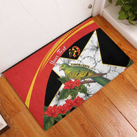 Personalised East Timor Independence Day Rubber Doormat Timor Pigeon Mix Hibiscus Pattern - Wonder Print Shop