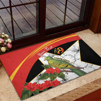 Personalised East Timor Independence Day Rubber Doormat Timor Pigeon Mix Hibiscus Pattern - Wonder Print Shop