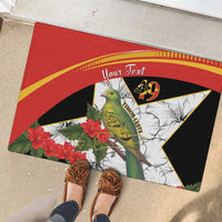 Personalised East Timor Independence Day Rubber Doormat Timor Pigeon Mix Hibiscus Pattern - Wonder Print Shop