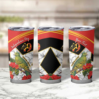 Personalised East Timor Independence Day Tumbler Cup Timor Pigeon Mix Hibiscus Pattern - Wonder Print Shop