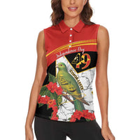 Personalised East Timor Independence Day Women Sleeveless Polo Shirt Timor Pigeon Mix Hibiscus Pattern - Wonder Print Shop