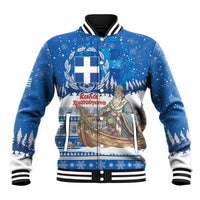 Greece Christmas Baseball Jacket Saint Basil Kala Cristouyenna - Wonder Print Shop