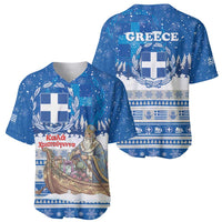 Greece Christmas Baseball Jersey Saint Basil Kala Cristouyenna - Wonder Print Shop