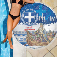 Greece Christmas Beach Blanket Saint Basil Kala Cristouyenna - Wonder Print Shop