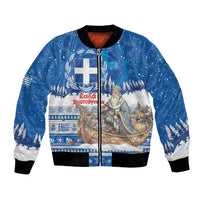 Greece Christmas Bomber Jacket Saint Basil Kala Cristouyenna - Wonder Print Shop