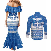 Greece Christmas Couples Matching Mermaid Dress and Long Sleeve Button Shirt Saint Basil Kala Cristouyenna - Wonder Print Shop