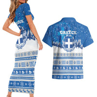 Greece Christmas Couples Matching Short Sleeve Bodycon Dress and Hawaiian Shirt Saint Basil Kala Cristouyenna - Wonder Print Shop