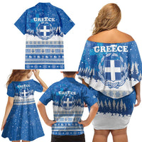 Greece Christmas Family Matching Off Shoulder Short Dress and Hawaiian Shirt Saint Basil Kala Cristouyenna - Wonder Print Shop