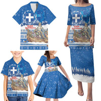 Greece Christmas Family Matching Puletasi and Hawaiian Shirt Saint Basil Kala Cristouyenna - Wonder Print Shop