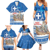 Greece Christmas Family Matching Summer Maxi Dress and Hawaiian Shirt Saint Basil Kala Cristouyenna - Wonder Print Shop