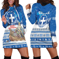 Greece Christmas Hoodie Dress Saint Basil Kala Cristouyenna - Wonder Print Shop