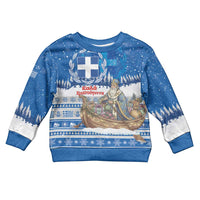 Greece Christmas Kid Ugly Christmas Sweater Saint Basil Kala Cristouyenna - Wonder Print Shop