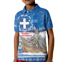 Greece Christmas Kid Polo Shirt Saint Basil Kala Cristouyenna - Wonder Print Shop