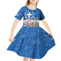 Greece Christmas Kid Short Sleeve Dress Saint Basil Kala Cristouyenna - Wonder Print Shop