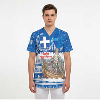 Greece Christmas Scrub Top Saint Basil Kala Cristouyenna - Wonder Print Shop
