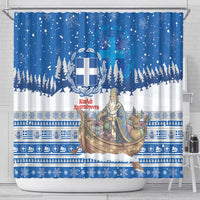 Greece Christmas Shower Curtain Saint Basil Kala Cristouyenna - Wonder Print Shop