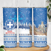 Greece Christmas Skinny Tumbler Saint Basil Kala Cristouyenna - Wonder Print Shop