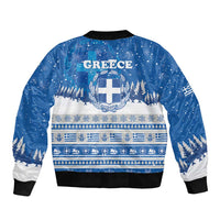 Greece Christmas Sleeve Zip Bomber Jacket Saint Basil Kala Cristouyenna - Wonder Print Shop