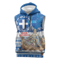 Greece Christmas Sleeveless Hoodie Saint Basil Kala Cristouyenna - Wonder Print Shop